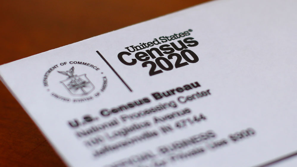 An envelope containing a 2020 census letter mailed to a US resident is shown in Detroit on April 5.