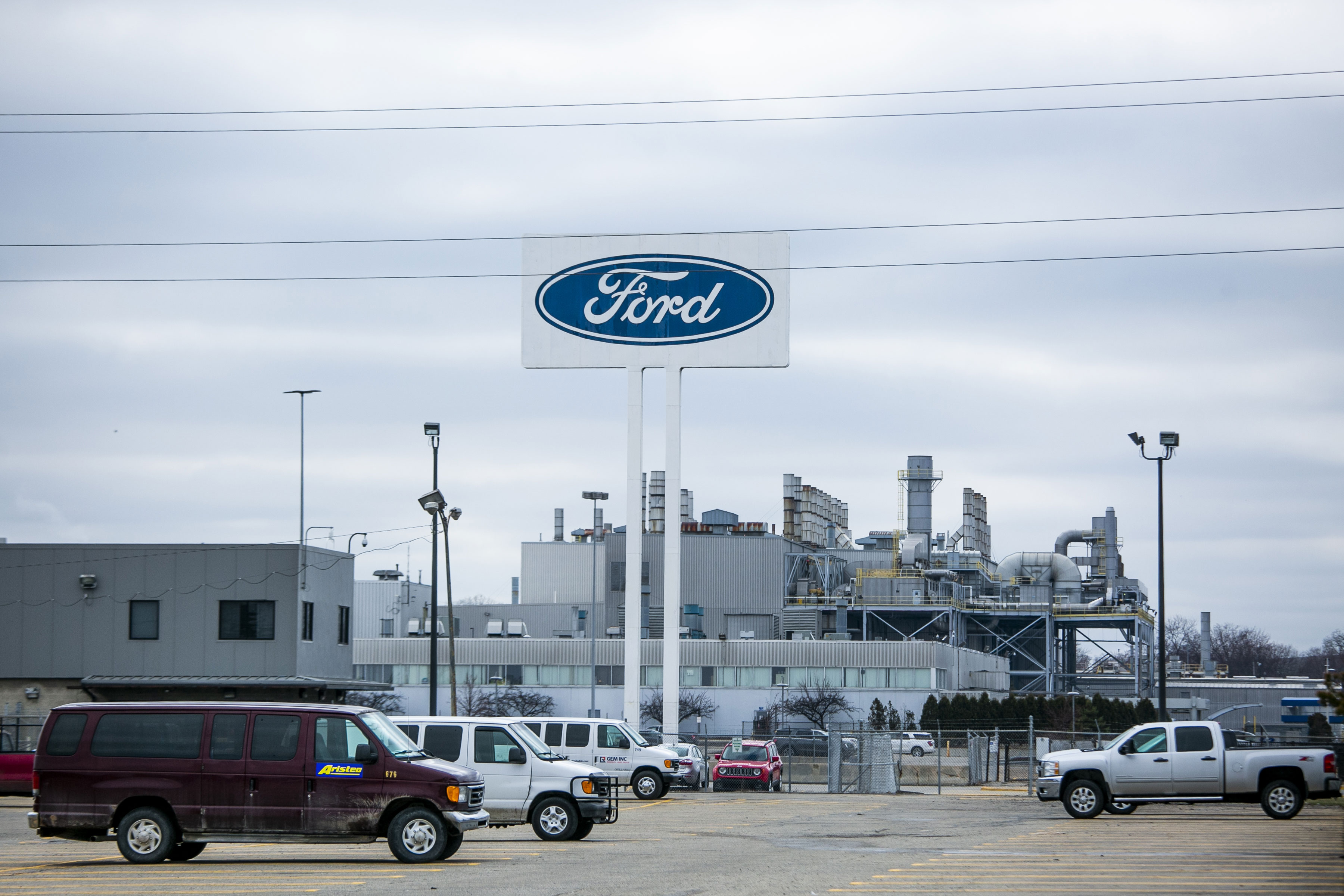 The Ford Motor Co. Michigan Assembly plant stands idle in Wayne, Michigan, on March 23. 