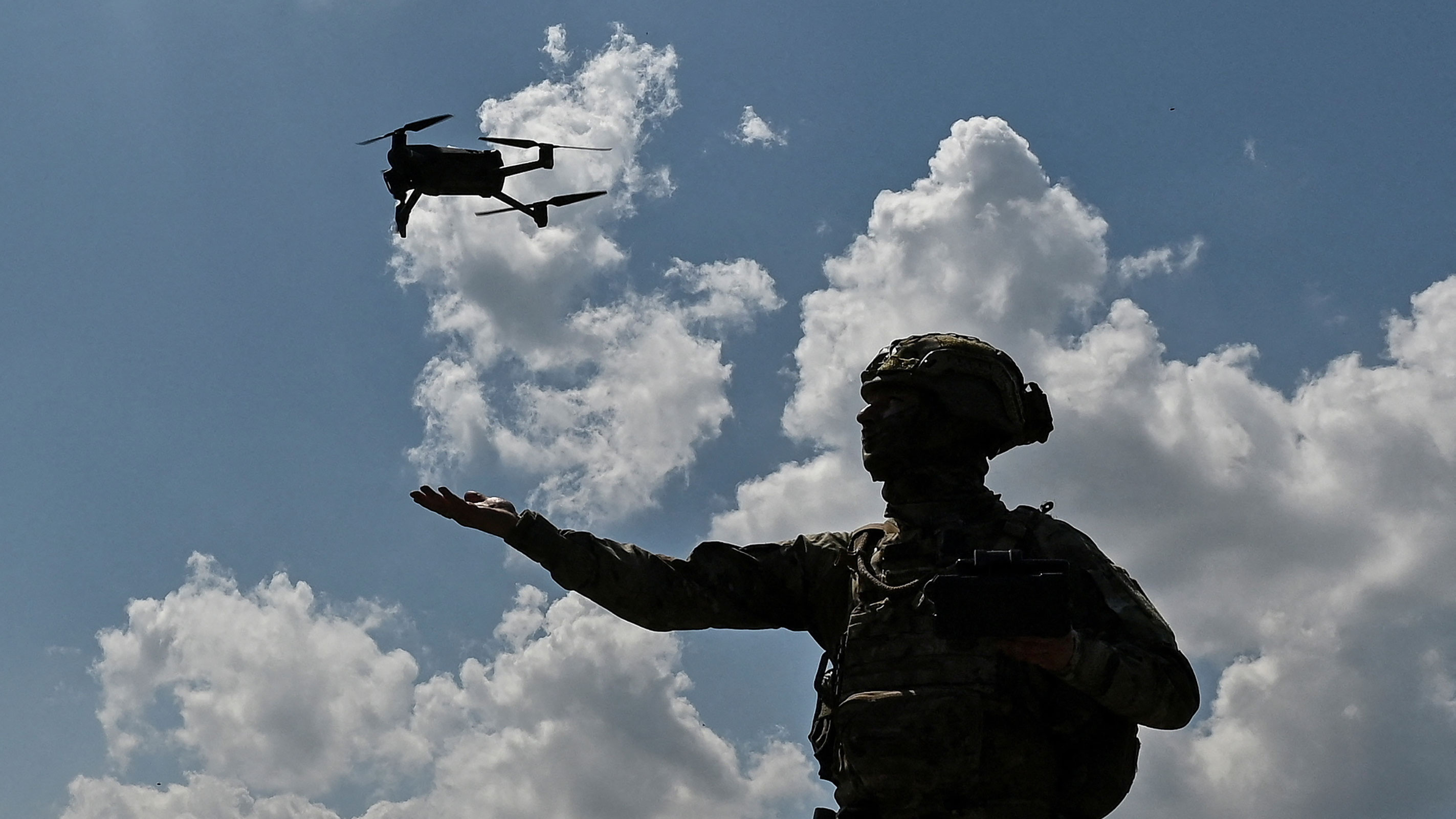 A Ukrainian serviceman launches a drone near a frontline in the Zaporizhzhia region of Ukraine on August 4.
