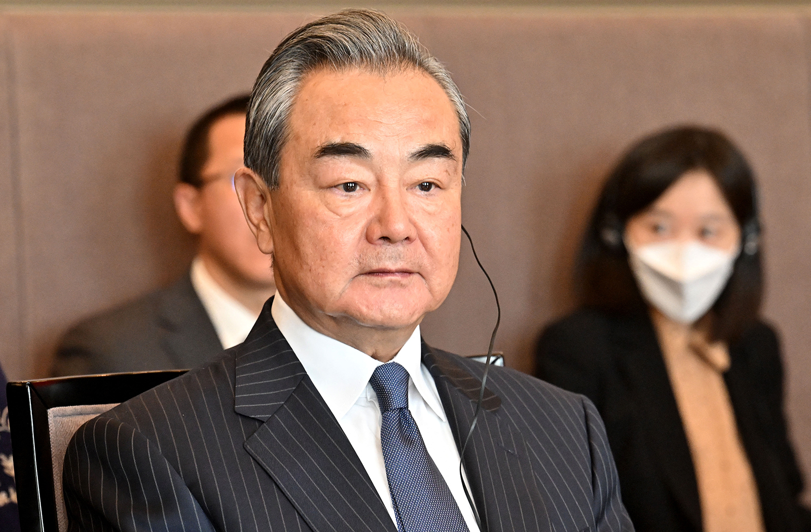 Wang Yi attends a meeting with Hungarian Foreign and Trade Minister and their delegations at the Foreign Office in Budapest, Hungary on February 20.