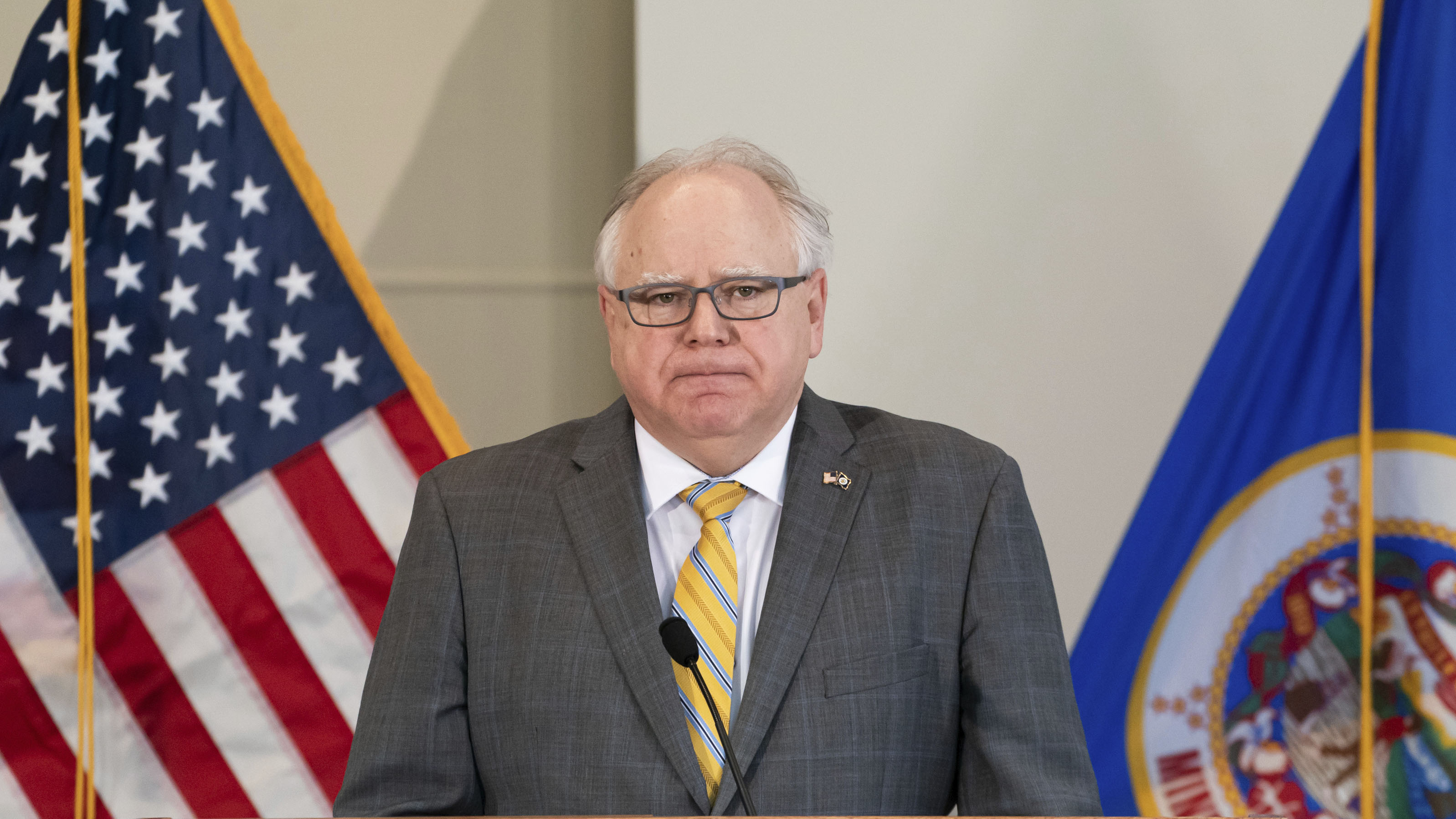 Minnesota Gov. Tim Walz speaks during a news conference in St. Paul, Minnesota, on May 29.