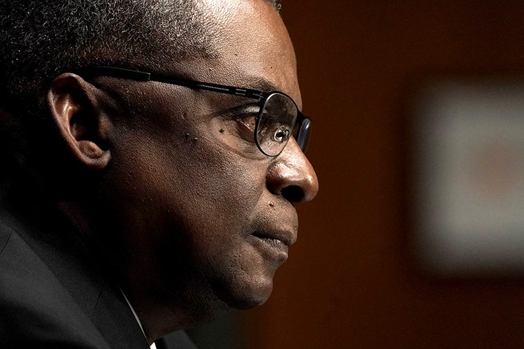 Secretary of Defense nominee Lloyd Austin, a recently retired Army general, speaks during his conformation hearing before the Senate Armed Services Committee on Capitol Hill, Tuesday, Jan. 19, 2021, in Washington. 