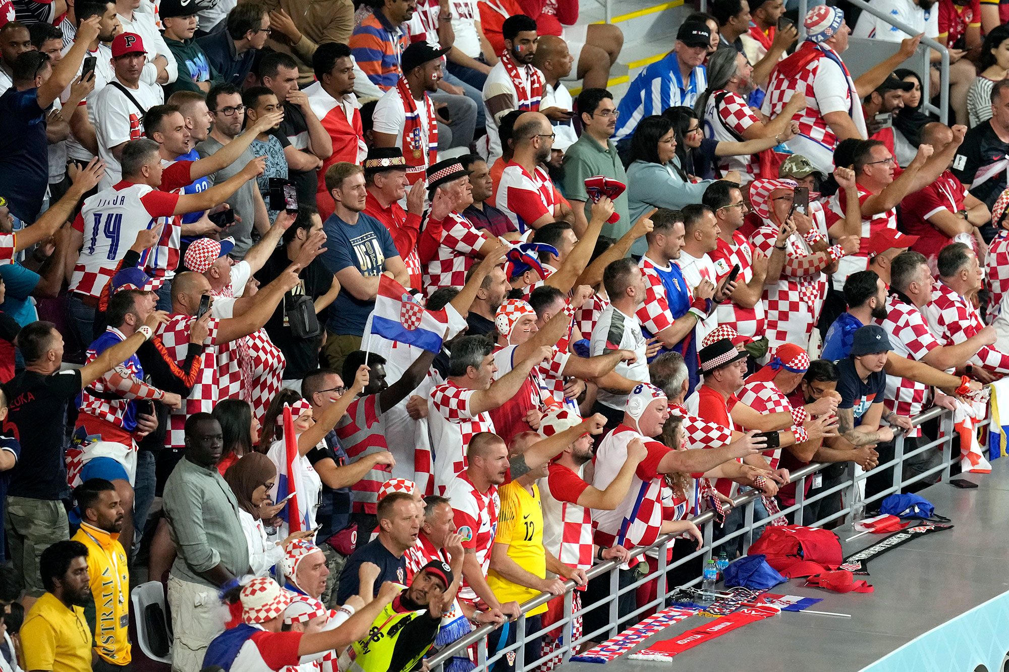 Croatia's supporters cheer during the match between Croatia and Canada on Sunday. 