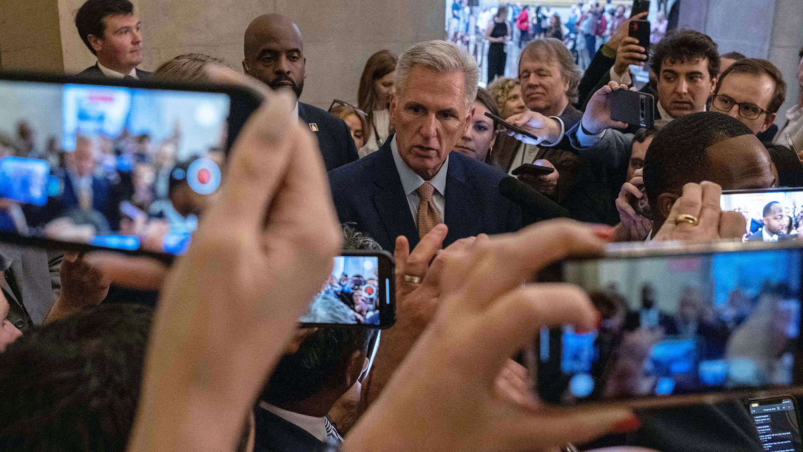 McCarthy speaks to reporters at the US Capitol in Washington, DC on Tuesday, May 23