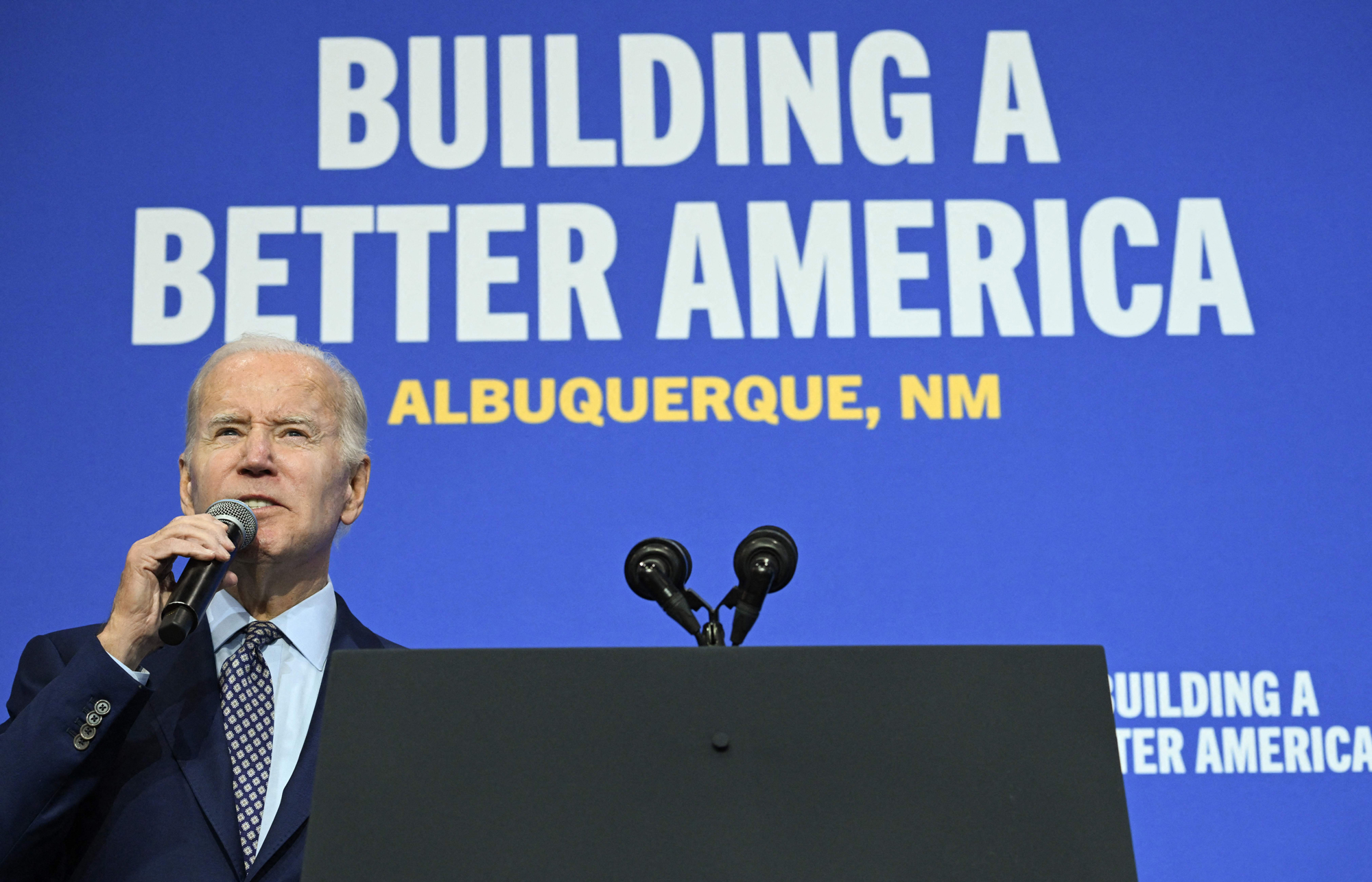 President Joe Biden speaks at a rally in Albuquerque, New Mexico, on Thursday.