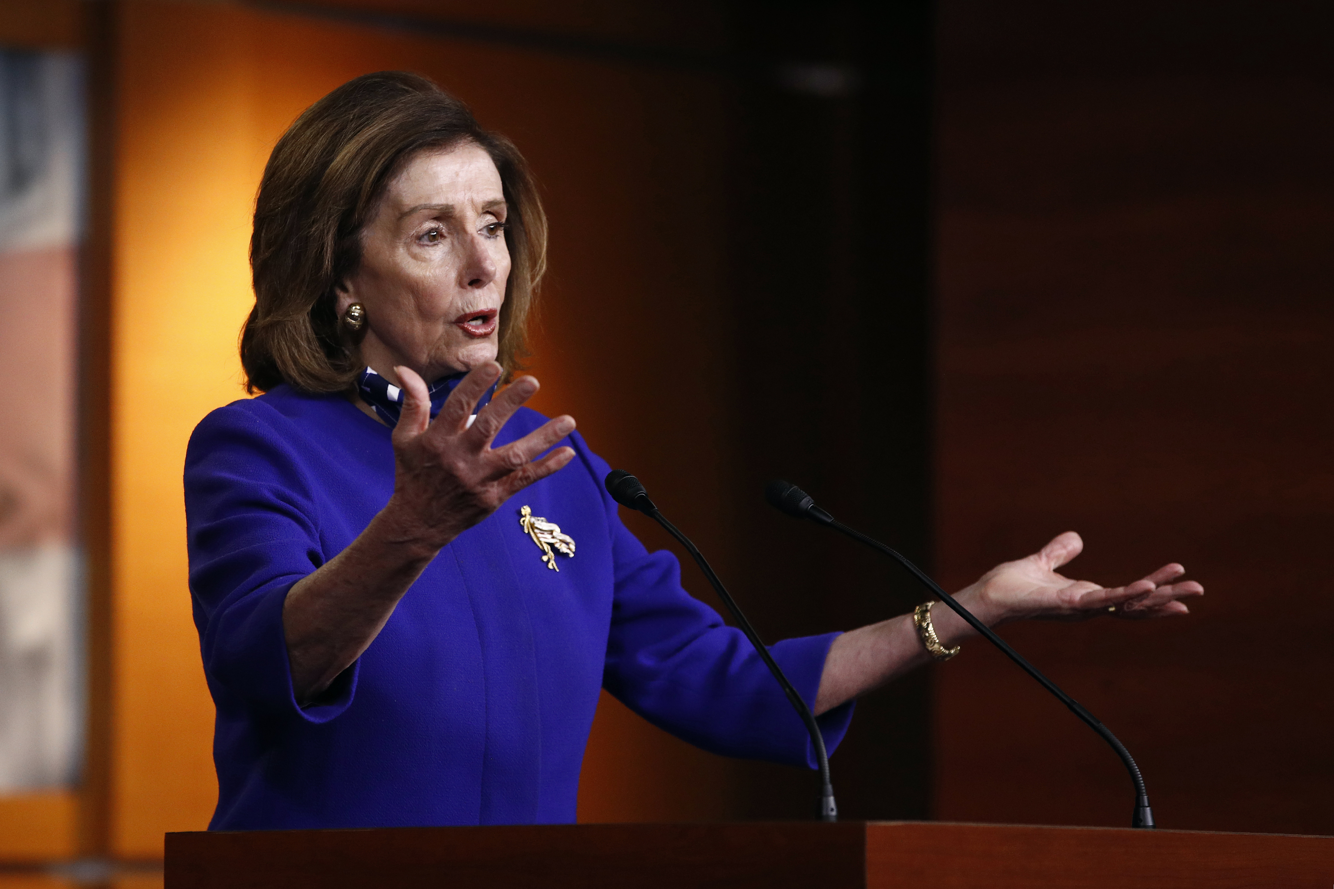 House Speaker Nancy Pelosi speaks on April 29 during a news conference on Capitol Hill.