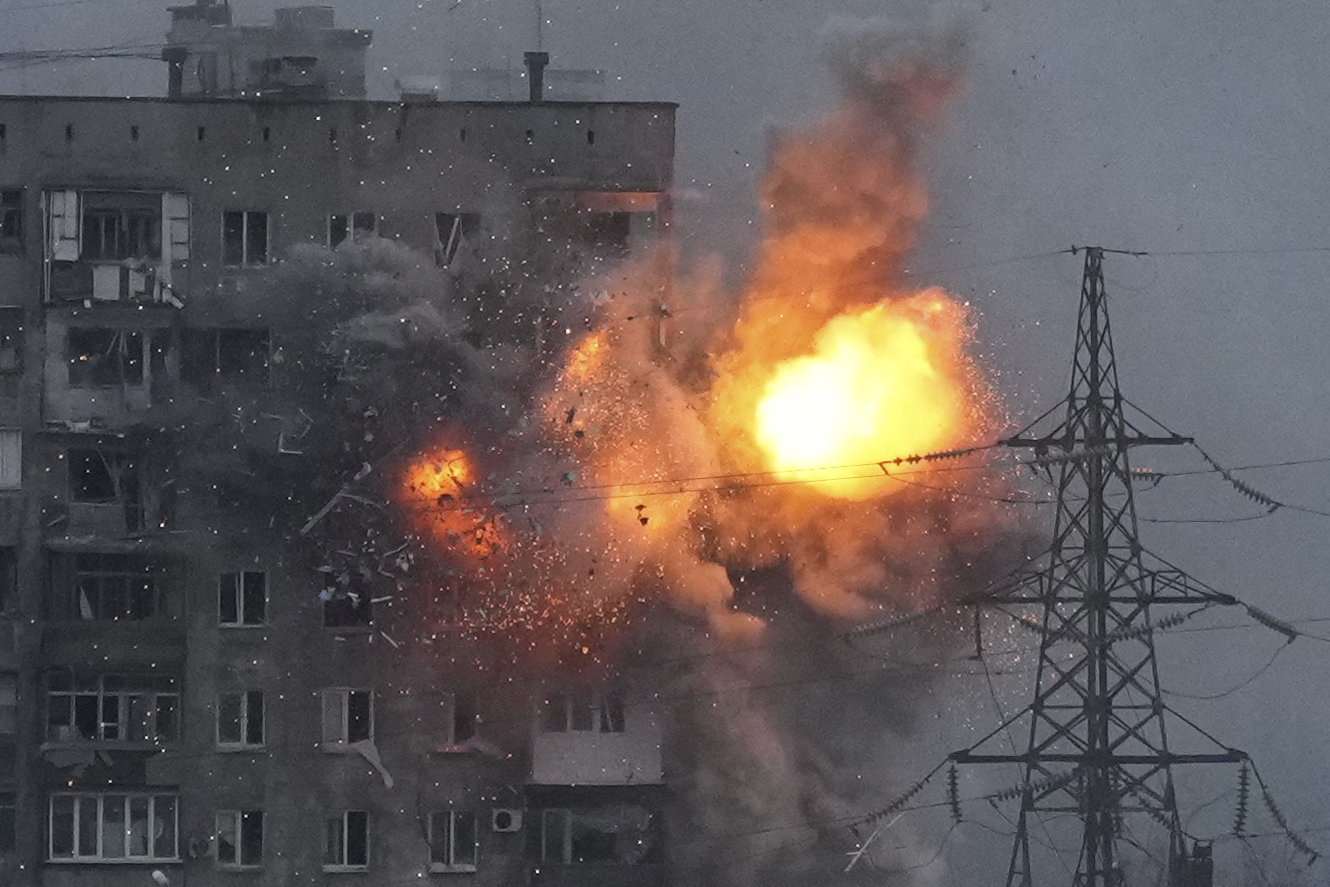 An explosion at an apartment building in Mariupol, Ukraine, on March 11. 