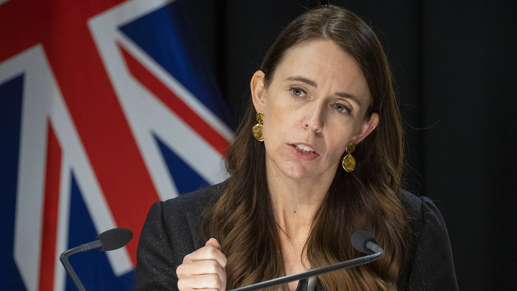 New Zealand Prime Minister Jacinda Ardern gestures during the post-Cabinet press conference in Wellington, New Zealand, Monday, March 7. 