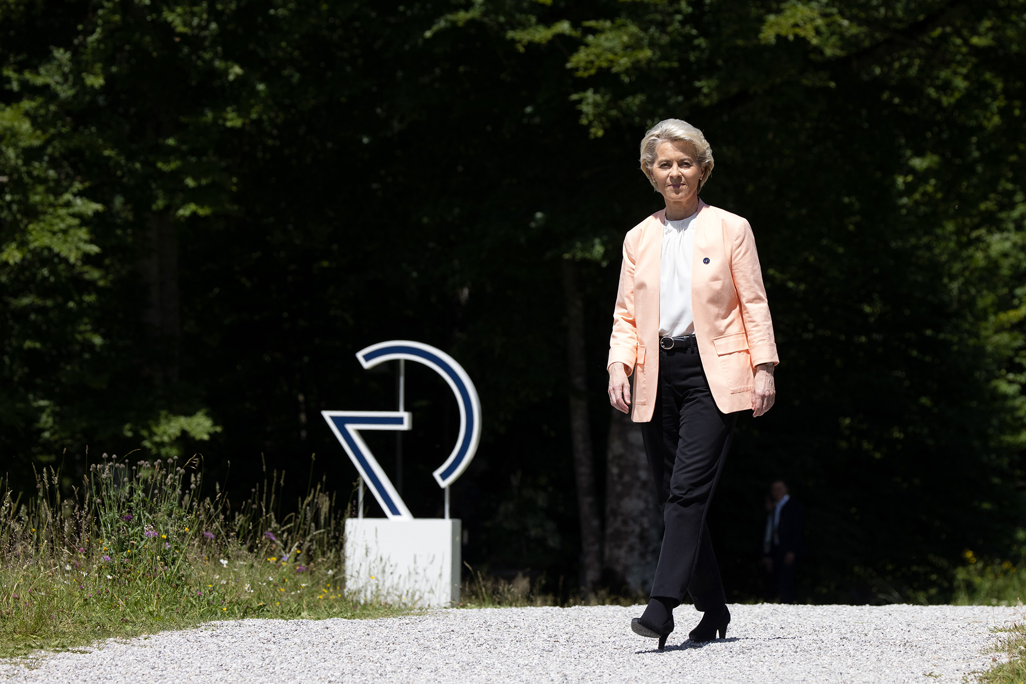 President of the European Commission Ursula von der Leyen arrives at the G7 leaders summit in Elmau, Germany, on Sunday, June 26.