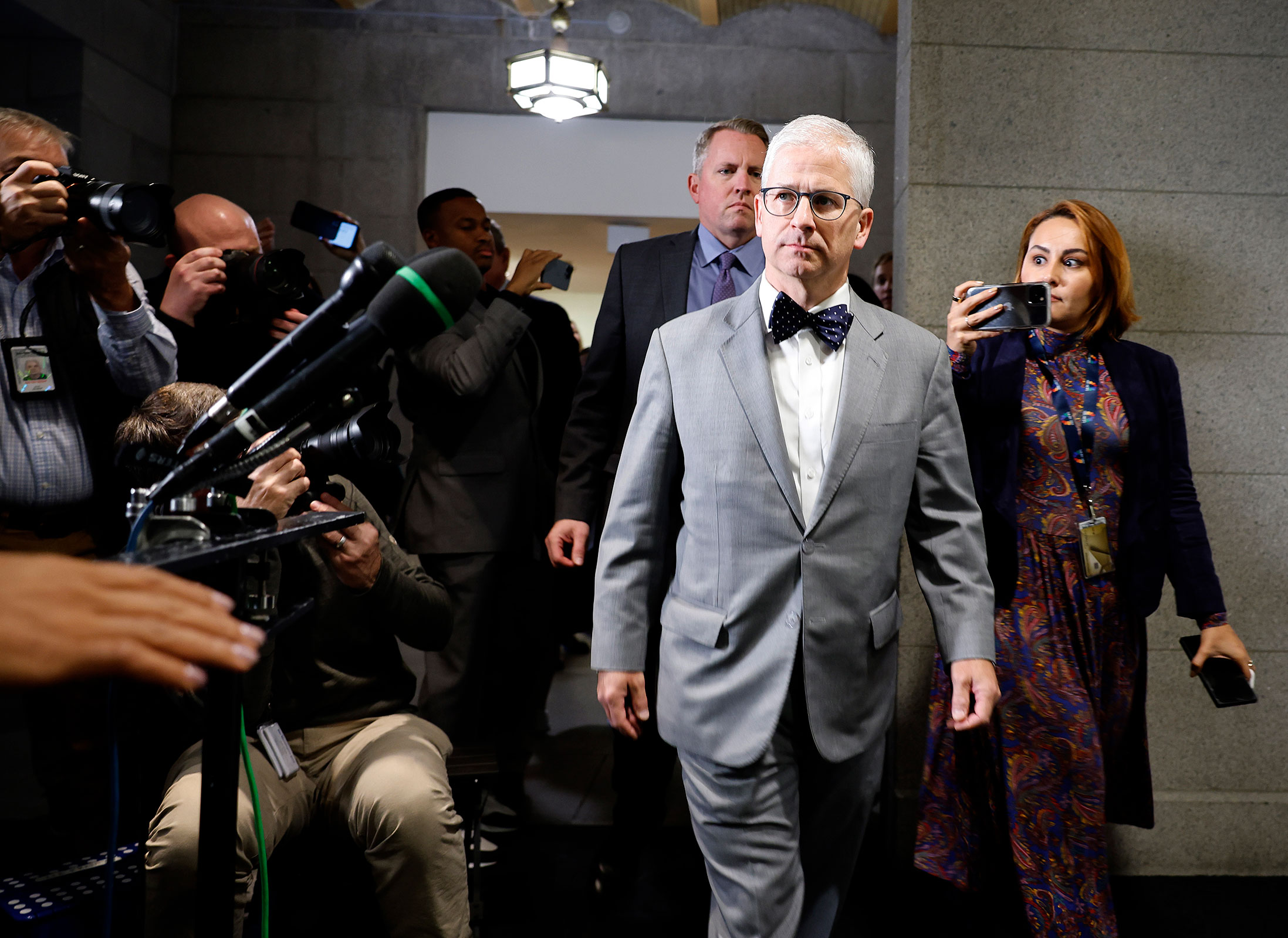 Rep. Patrick McHenry walks through the halls at the U.S. Capitol October 19, in Washington, DC.