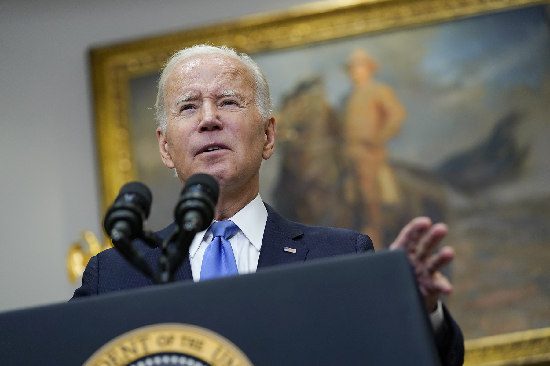 President Joe Biden speaks about the ongoing federal response efforts for Hurricane Ian at the White House on Friday, September 30.