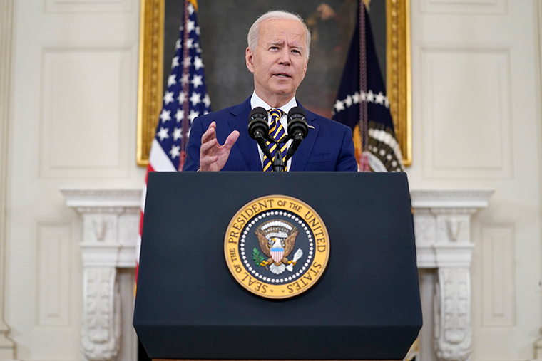 President Joe Biden speaks about reaching 300 million COVID-19 vaccination shots, in the State Dining Room of the White House, Friday, June 18, 2021, in Washington. 