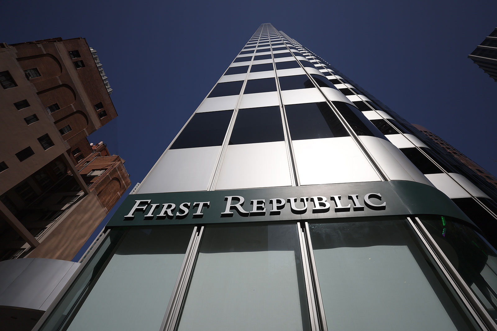 The exterior of a First Republic bank office is seen on March 16 in San Francisco.