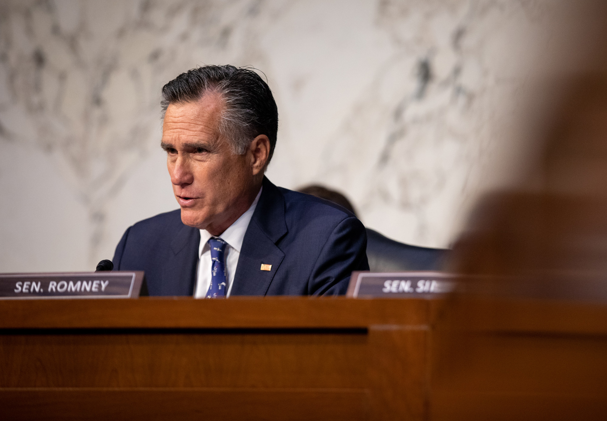 Senator Mitt Romney speaks during a Senate Homeland Security Committee hearing in Washington, D.C., on November 5, 2019. 