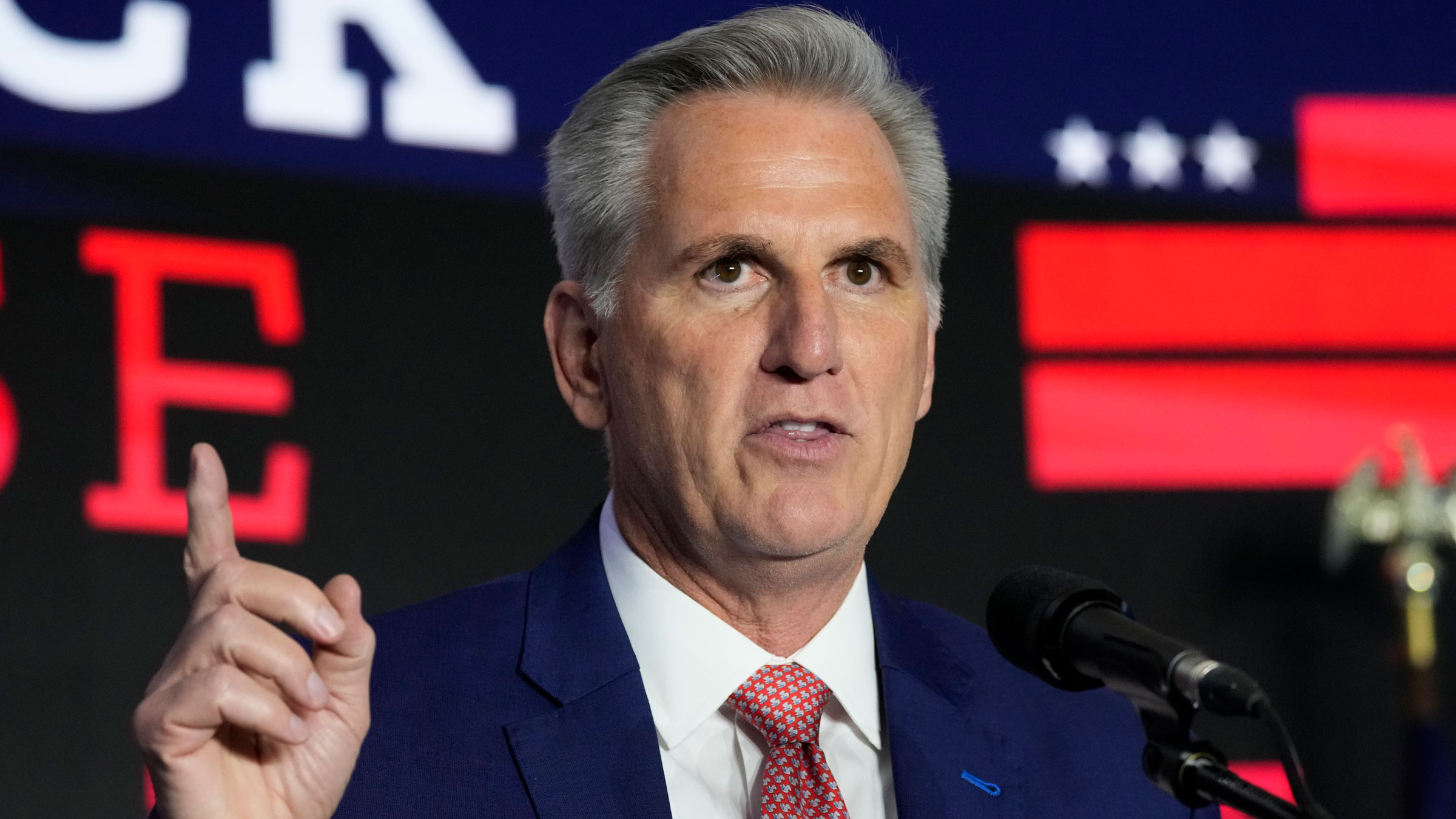 House Minority Leader Kevin McCarthy speaks at an election night event in Washington, DC.