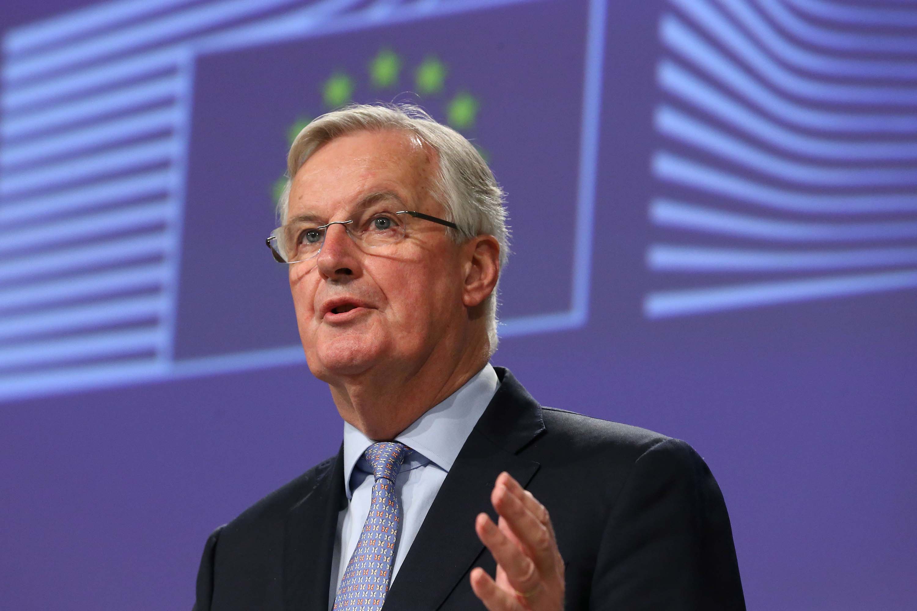 Michel Barnier, the European Commission's Head of Task Force for Relations with Britain gives a press conference at the European Union headquarters in Brussels, Belgium on March 5.