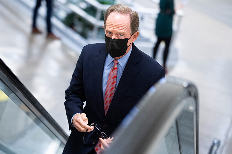 Sen. Pat Toomey, R-Pa., is seen in the basement of the Capitol before a Senate vote on Tuesday, September 22, 2020. 