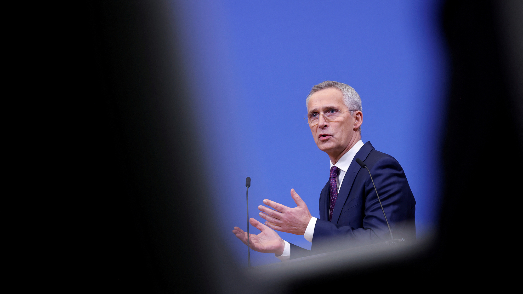 Secretary General Jens Stoltenberg attends a news conference on the day of NATO defense ministers' meeting at the Alliance's headquarters in Brussels, Belgium February 15.