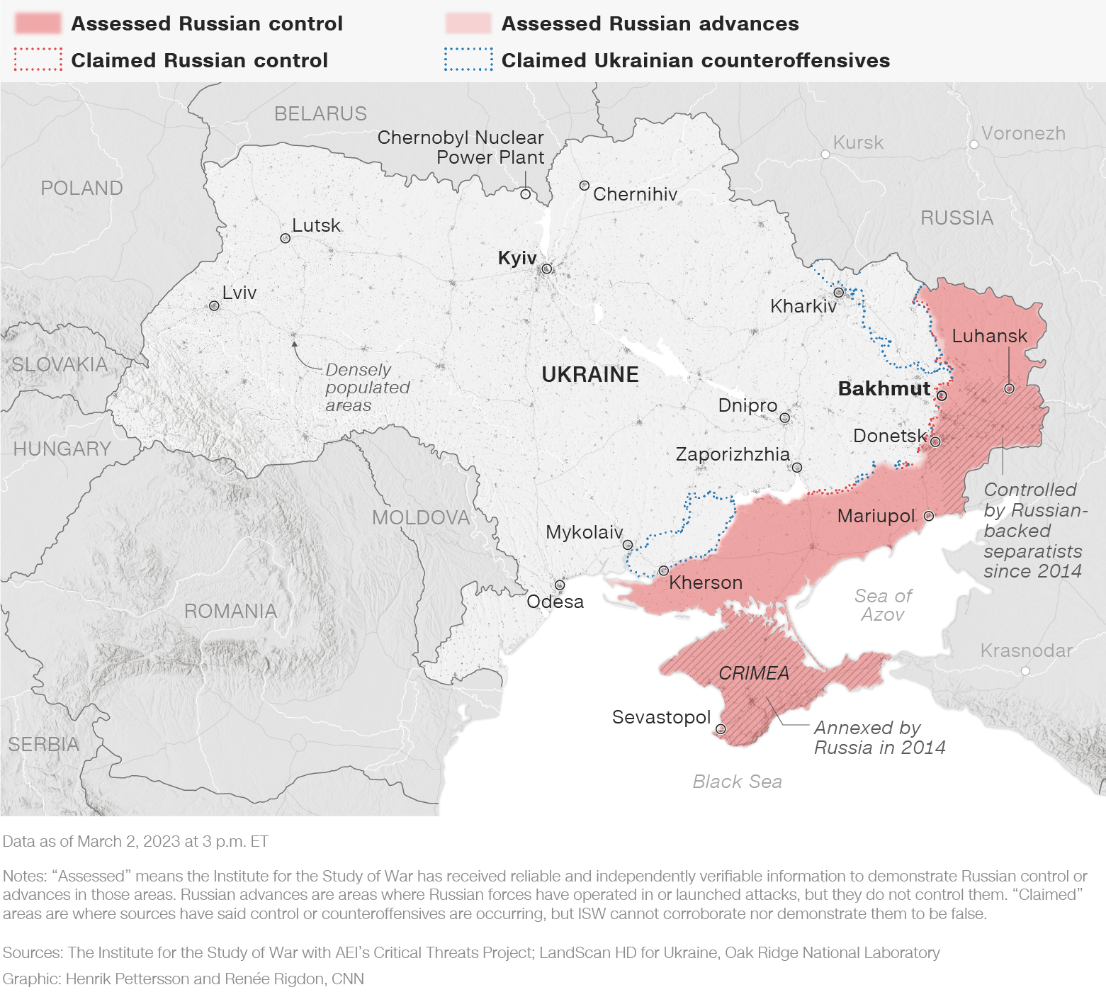 This map shows the latest state of control in Ukraine