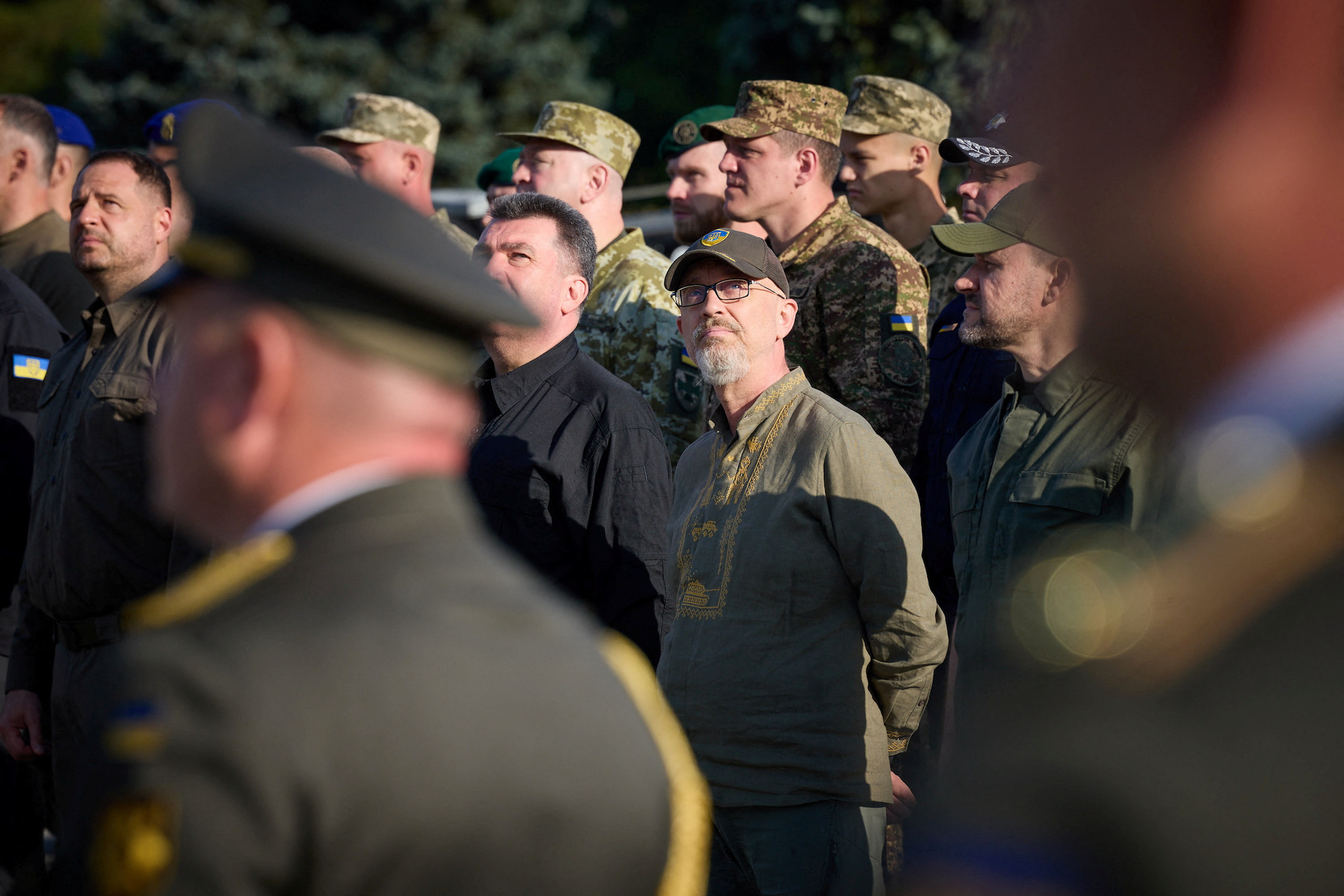 Oleksii Reznikov attends a ceremony in Kyiv on August 23.