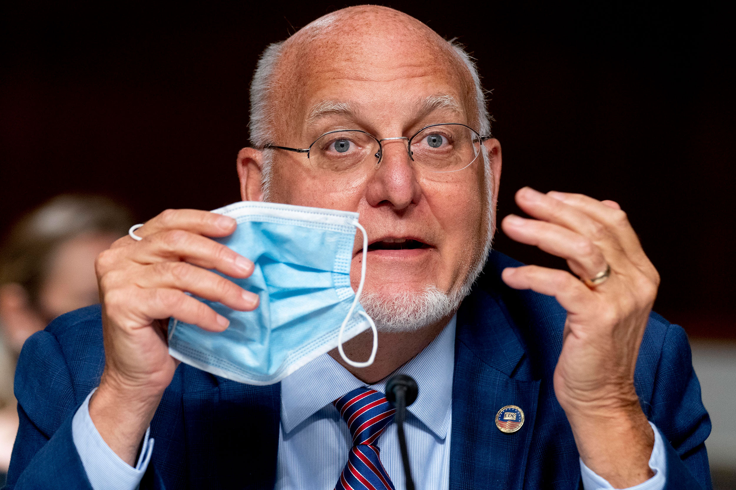 Dr. Robert Redfield, director of the US Centers for Disease Control and Prevention, speaks at a Senate Appropriations subcommittee hearing on September 16 in Washington, DC.