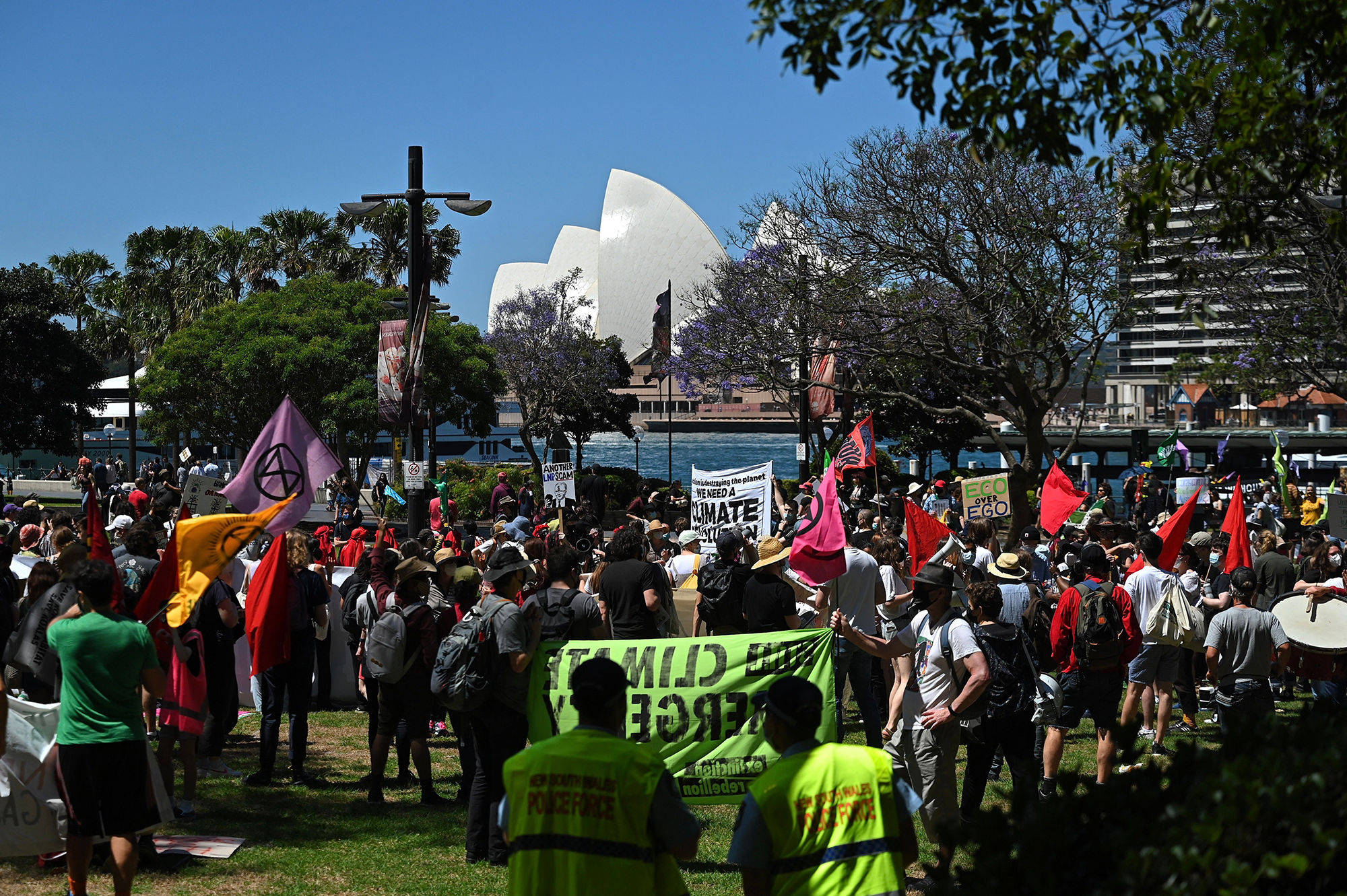 People participate in a rally during a global day of action on climate change in Sydney, Australia, on November 6. 