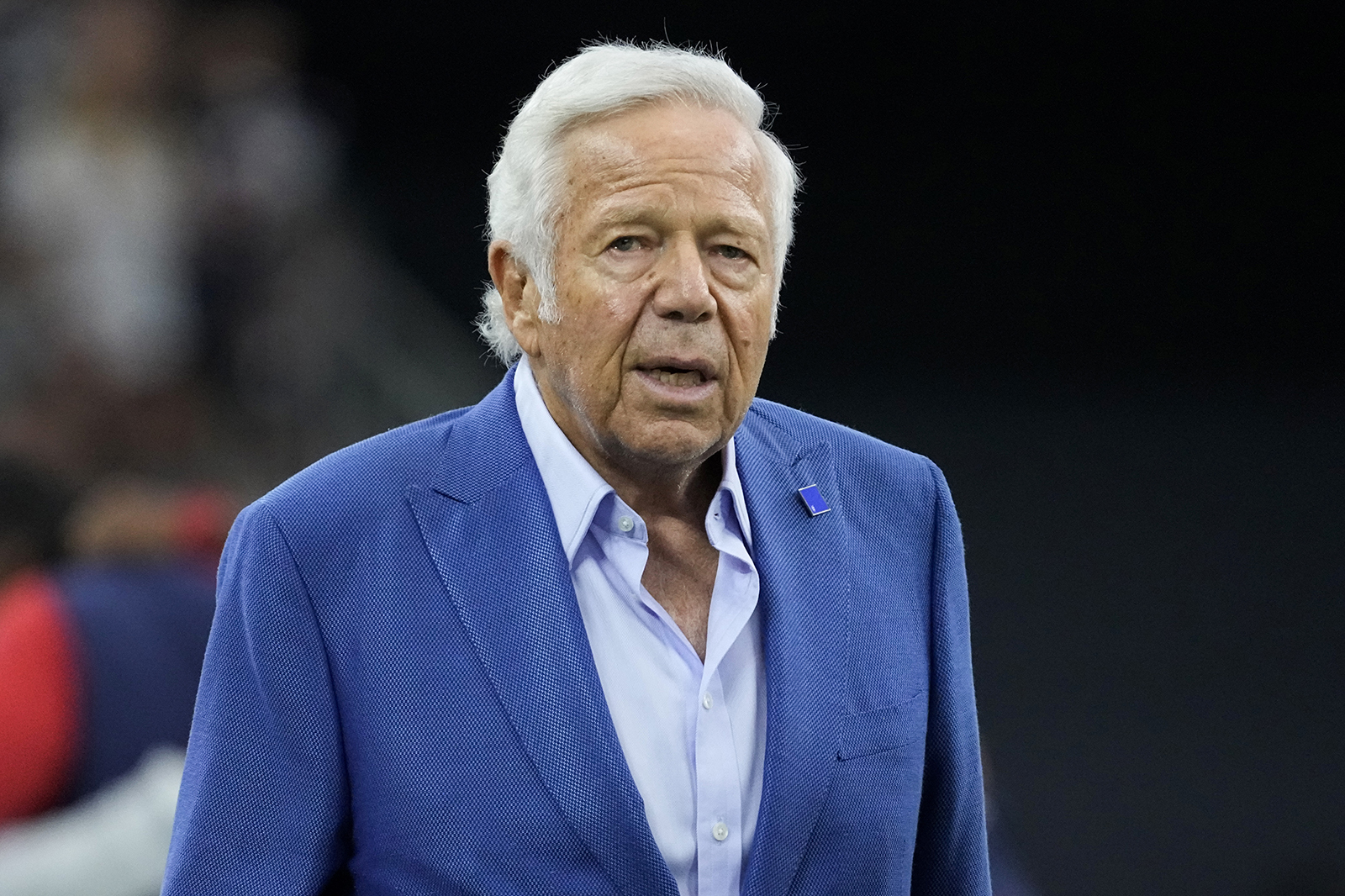 New England Patriots owner Robert Kraft looks on prior to a game against the Dallas Cowboys at AT&T Stadium on October 01, 2023 in Arlington, Texas.