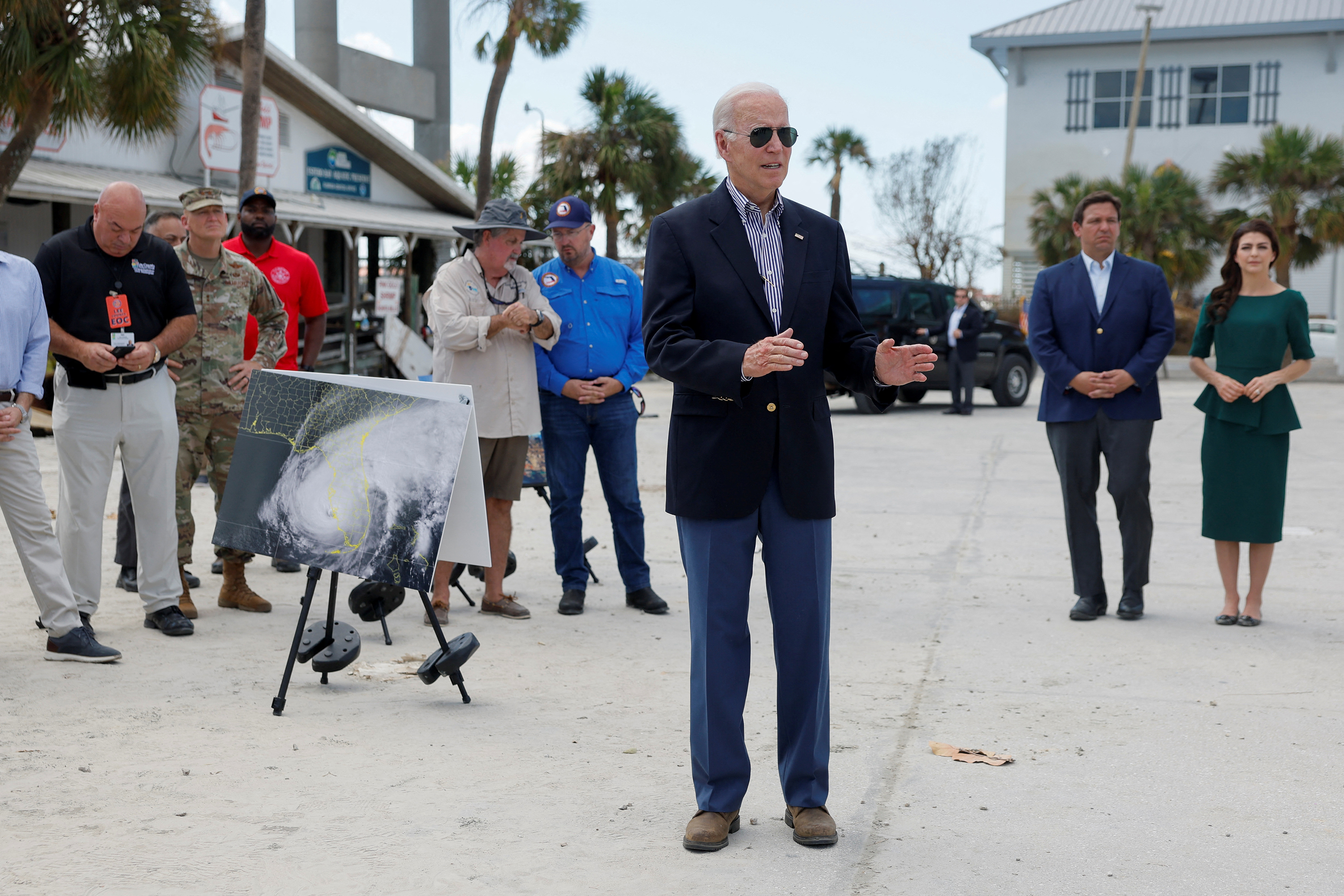President Biden speaks in a neighborhood impacted by Hurricane Ian in Fort Myers, Florida, on October 5.
