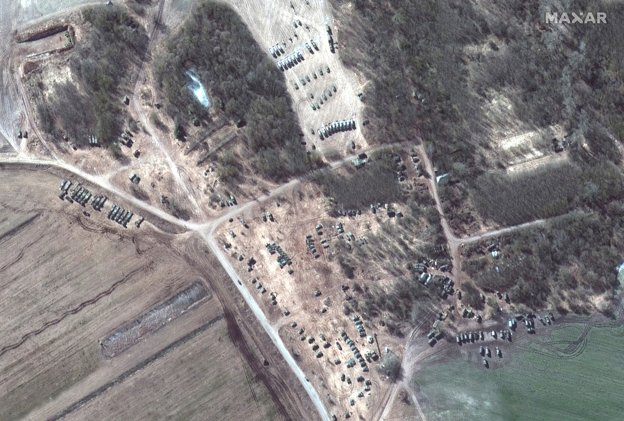Satellite image showing Russian ground forces in Dublin, Belarus, on March 18.