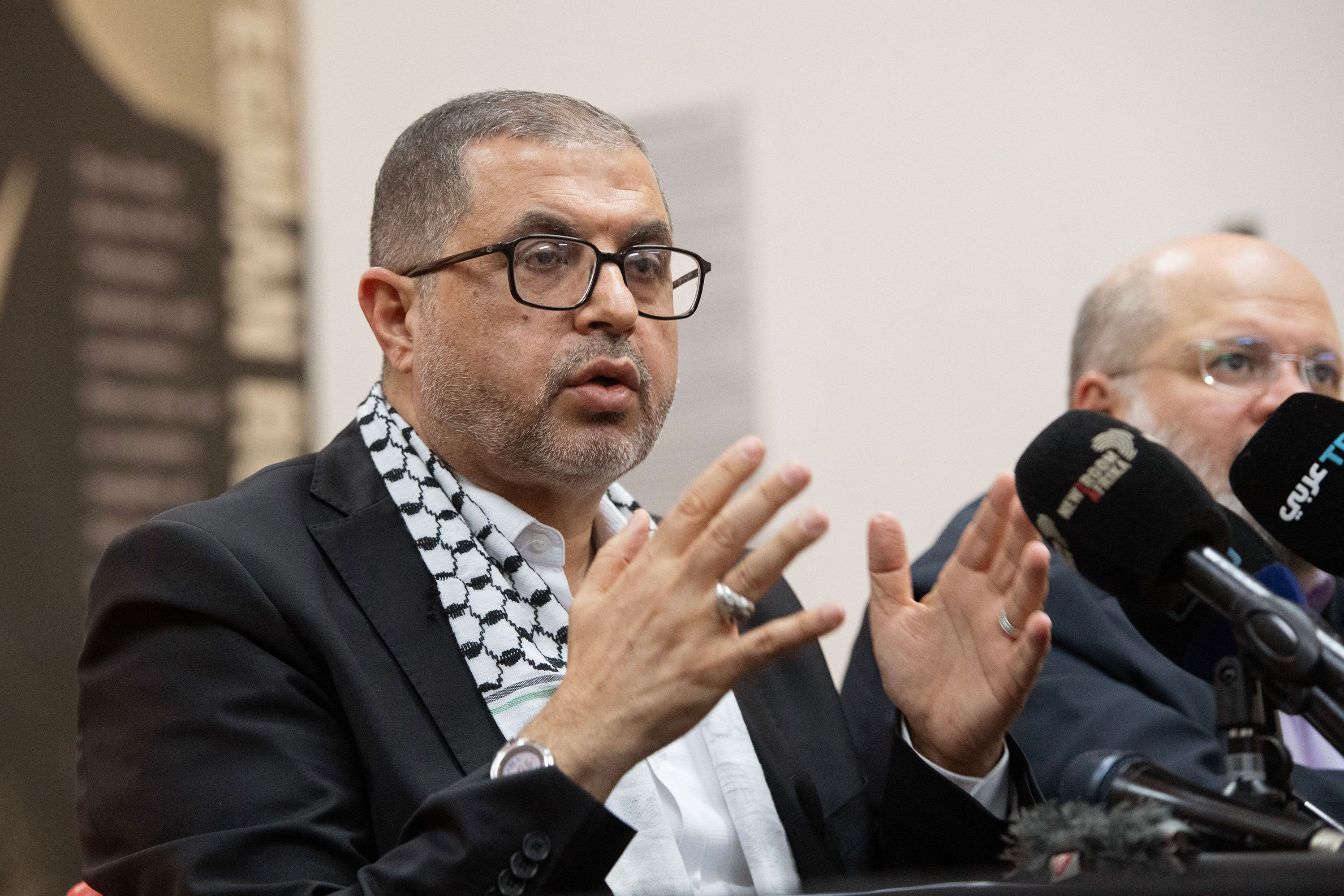 Basem Naim speaks at a press conference in Cape Town, South Africa, in November 2023. 