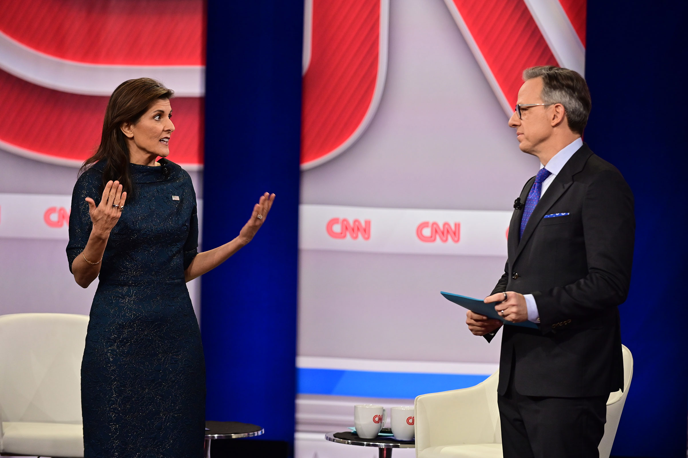 Former South Carolina Gov. Nikki Haley participates in a CNN Republican Presidential Town Hall moderated by CNN’s Jake Tapper at New England College in Henniker, New Hampshire, on January 18, 2024. 