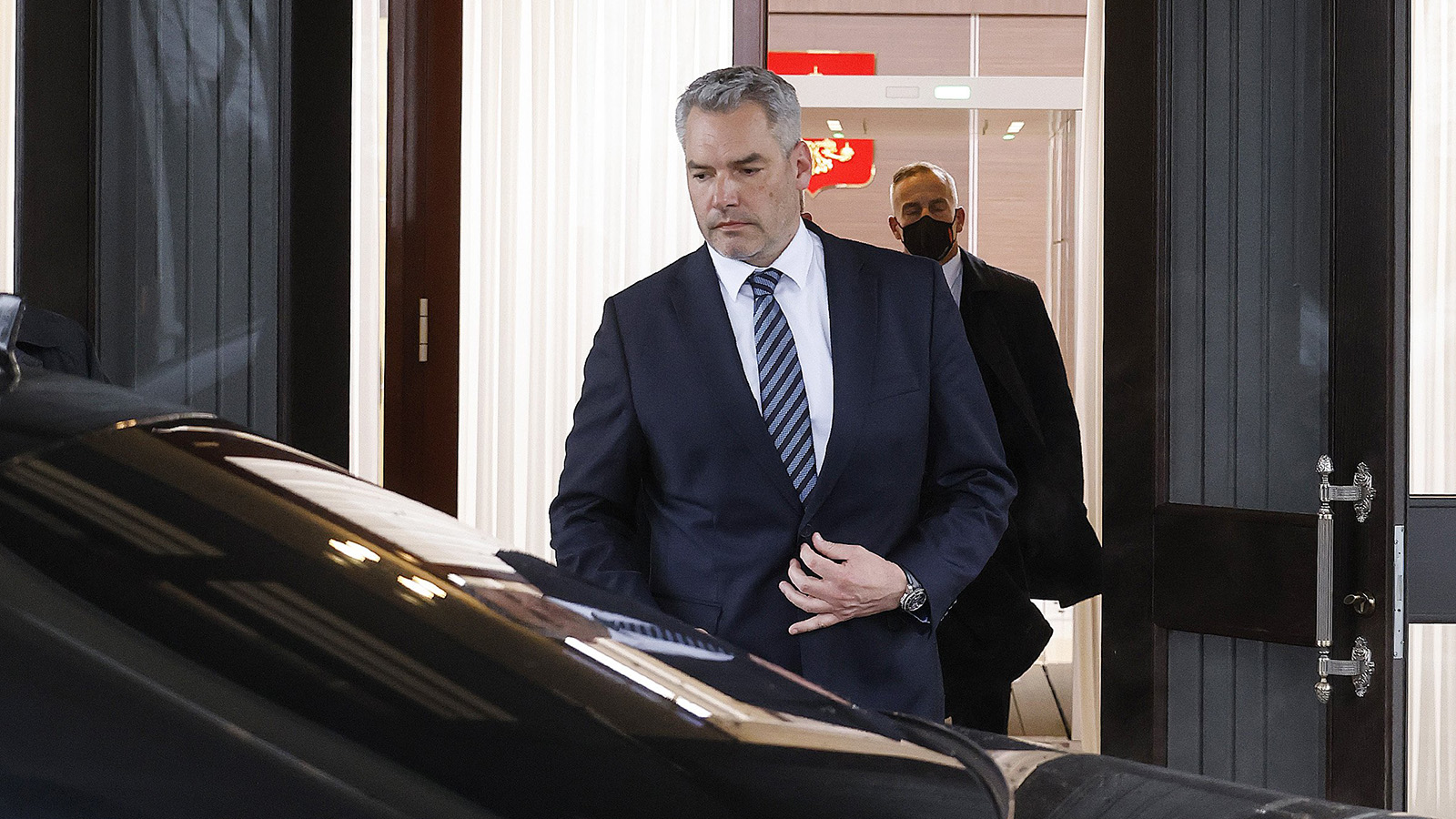 Austrian Chancellor Karl Nehammer following his meeting with Russian President Vladimir Putin in Moscow on April 11.