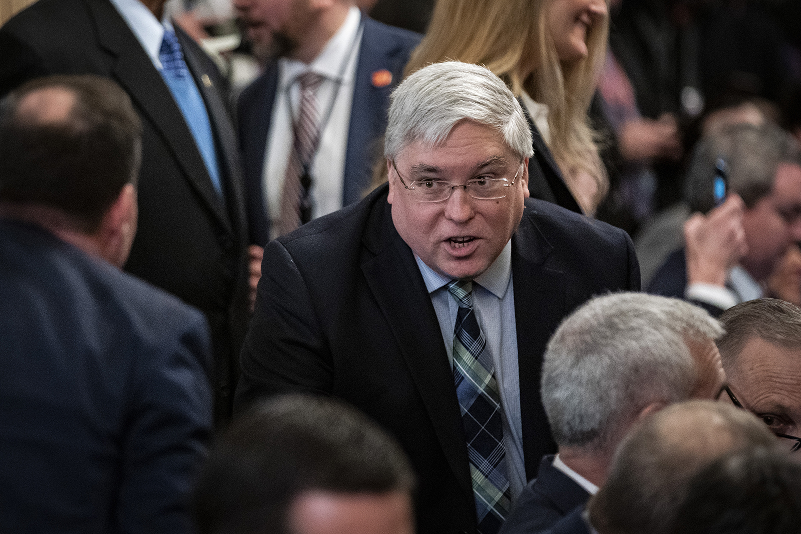 In this Feb. 6, 2020 photo, Patrick Morrisey, attorney general of West Virginia, arrives before an event with President Donald Trump at the White House in Washington.