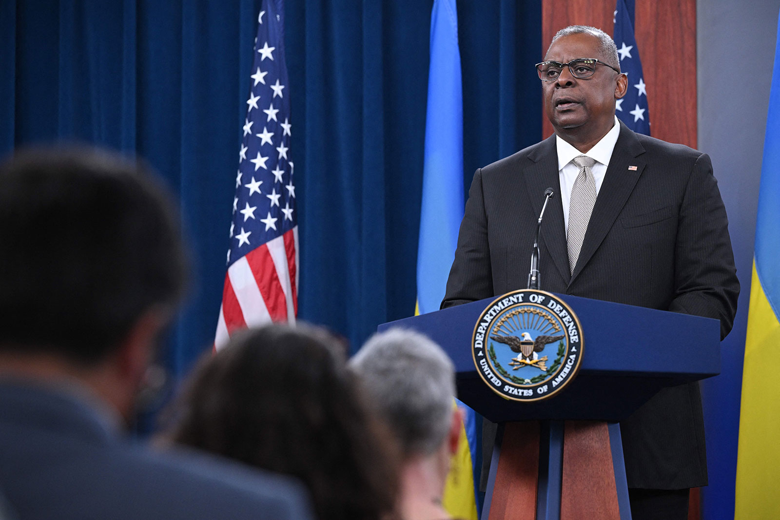 US Defense Secretary Lloyd Austin speaks during a press conference in Washington, DC, on November 16.