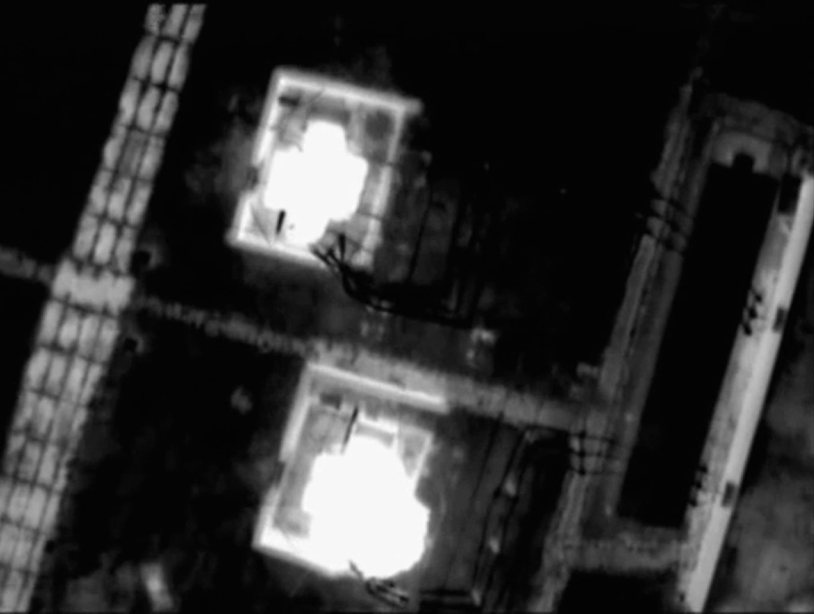 A still from a video released by Ukraine's Security Service on September 29 shows a Ukrainian drone attack on an electric substation in Russia's Kursk region. 