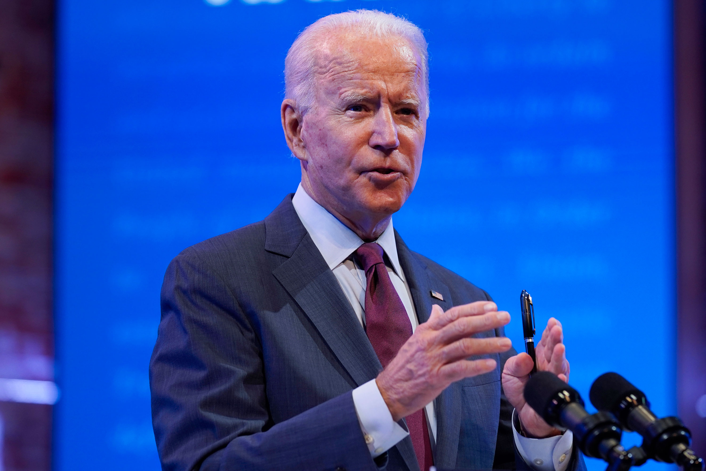 Democratic presidential candidate Joe Biden gives a speech on September 27 in Wilmington, Delaware.