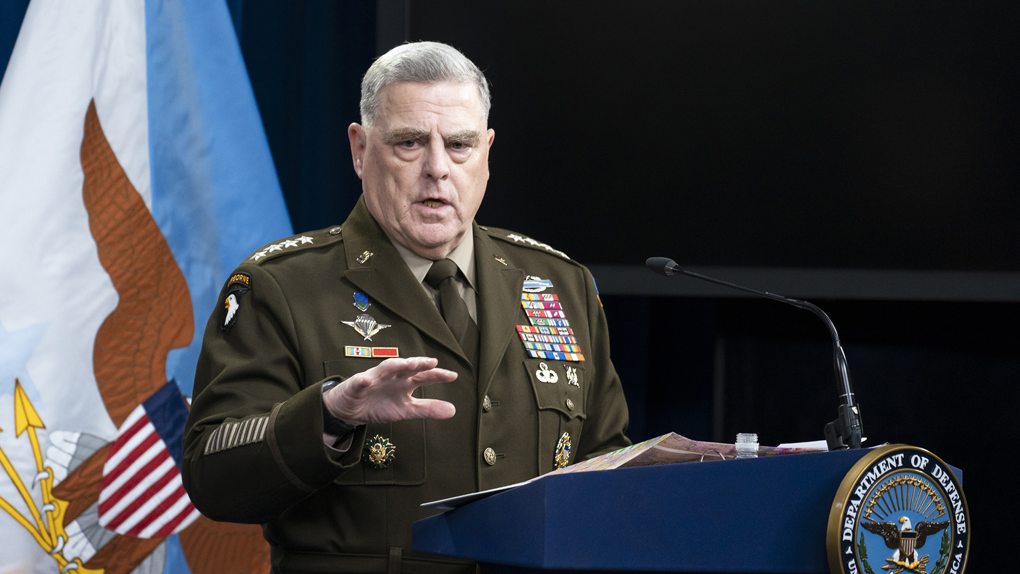 Chairman of the Joint Chiefs of Staff Mark Milley speaks during a media briefing at the Pentagon on Wednesday, July 20.
