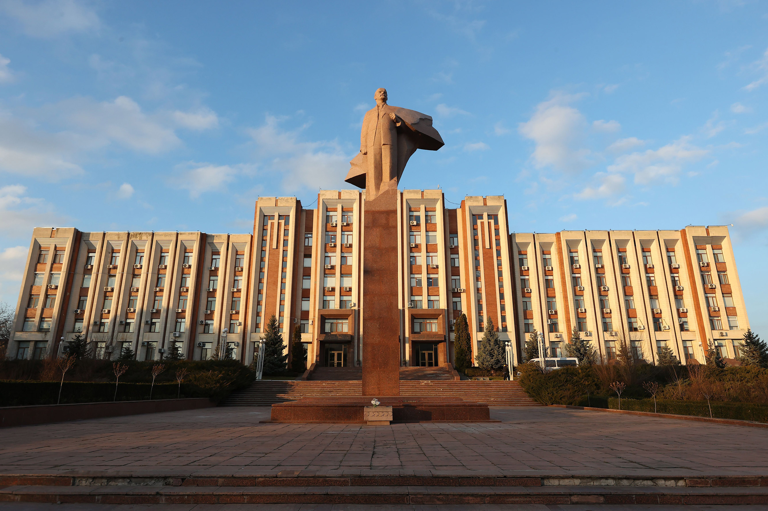 A view of the city council of Tiraspol, the capital of Transnistria, Moldova on November 25, 2021.