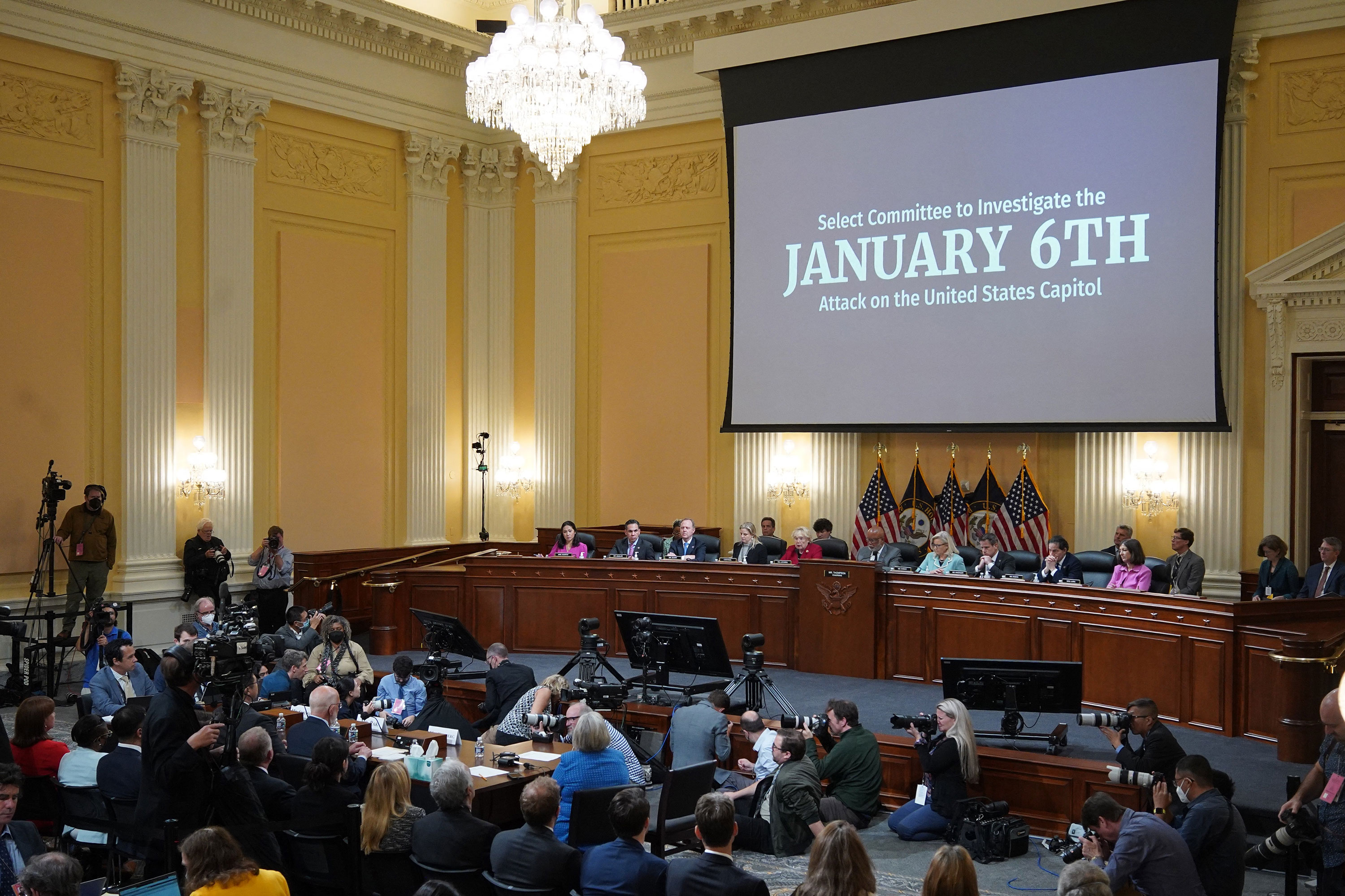 A general view shows the House Select Committee hearing in session on Monday.