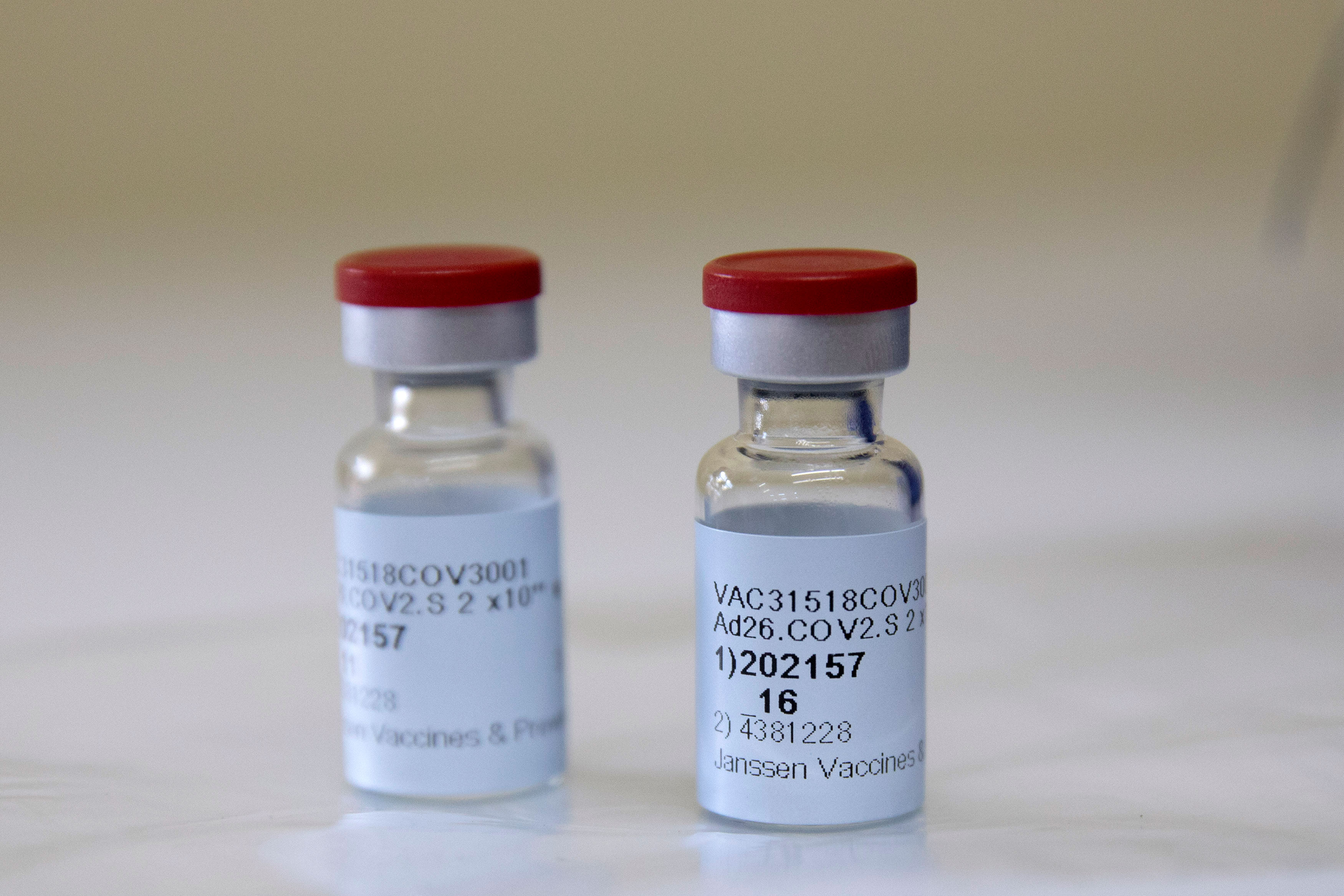 Johnson & Johnson Covid-19 vaccine vials in Klerksdorp, South Africa, on February 18.