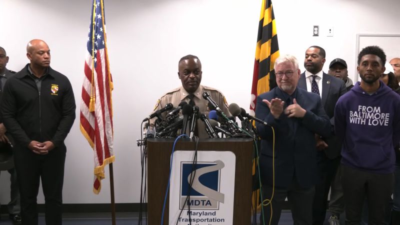 Col. Roland L. Butler Jr., the head of the Maryland State Police, speaks during a press conference on Wednesday, March 27.