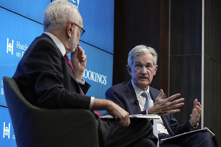Jerome Powell speaking at the Brookings Institution today in Washington, DC. 