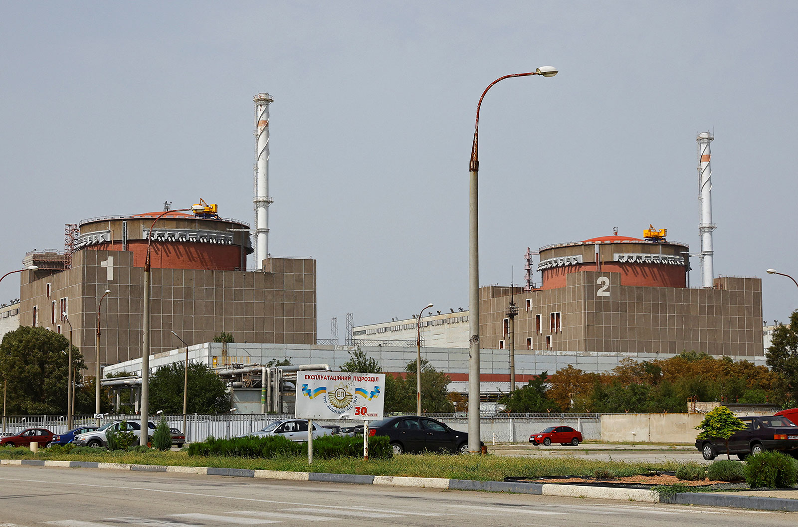 The Zaporizhzhia Nuclear Power Plant is seen outside of Enerhodar, Ukraine, on August 22.