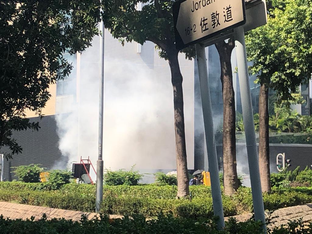 Police firing tear gas in Kowloon, Hong Kong, on November 18, 2019.