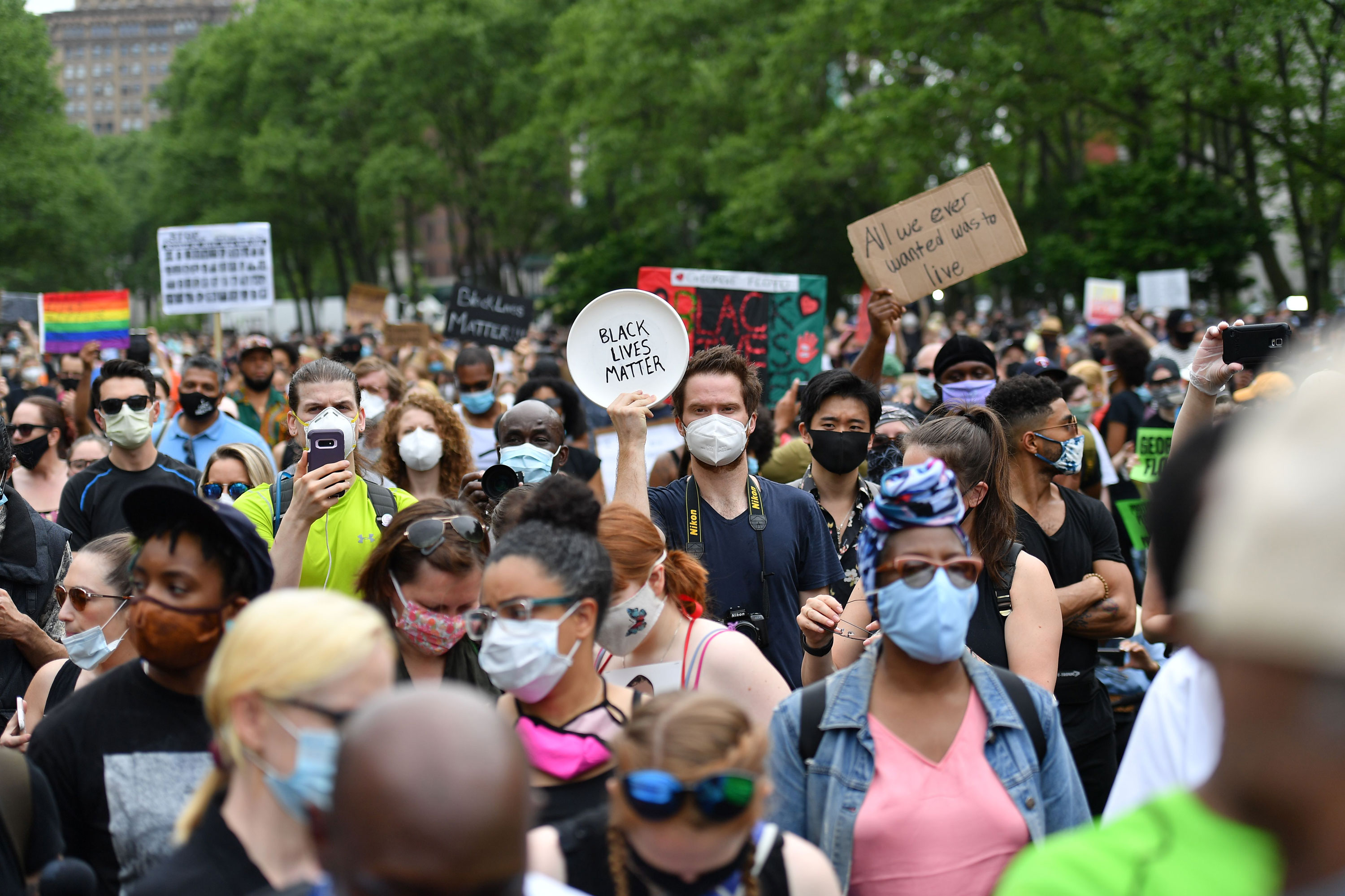 Protesters gather on June 4 in New York. 