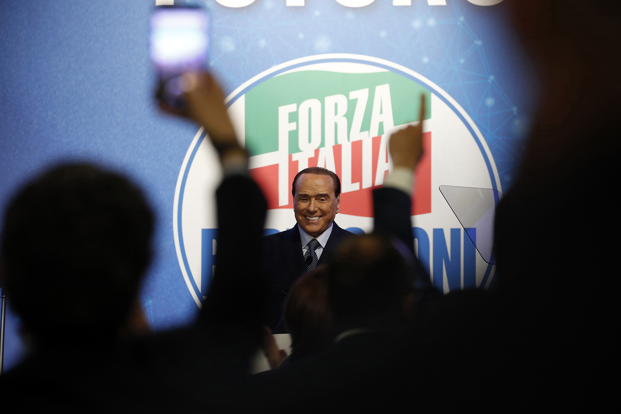 Italian politician Silvio Berlusconi speaks at the Forza Italia programmatic conference at the Parco dei Principi Hotel in Rome, Italy, on April 9, 2022.