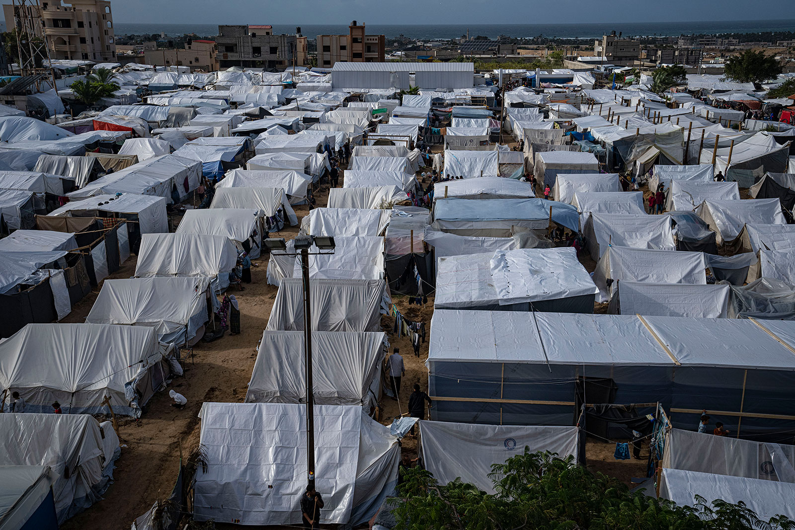 A UN tent camp for displaced Palestinians in Khan Younis, as seen on November 19