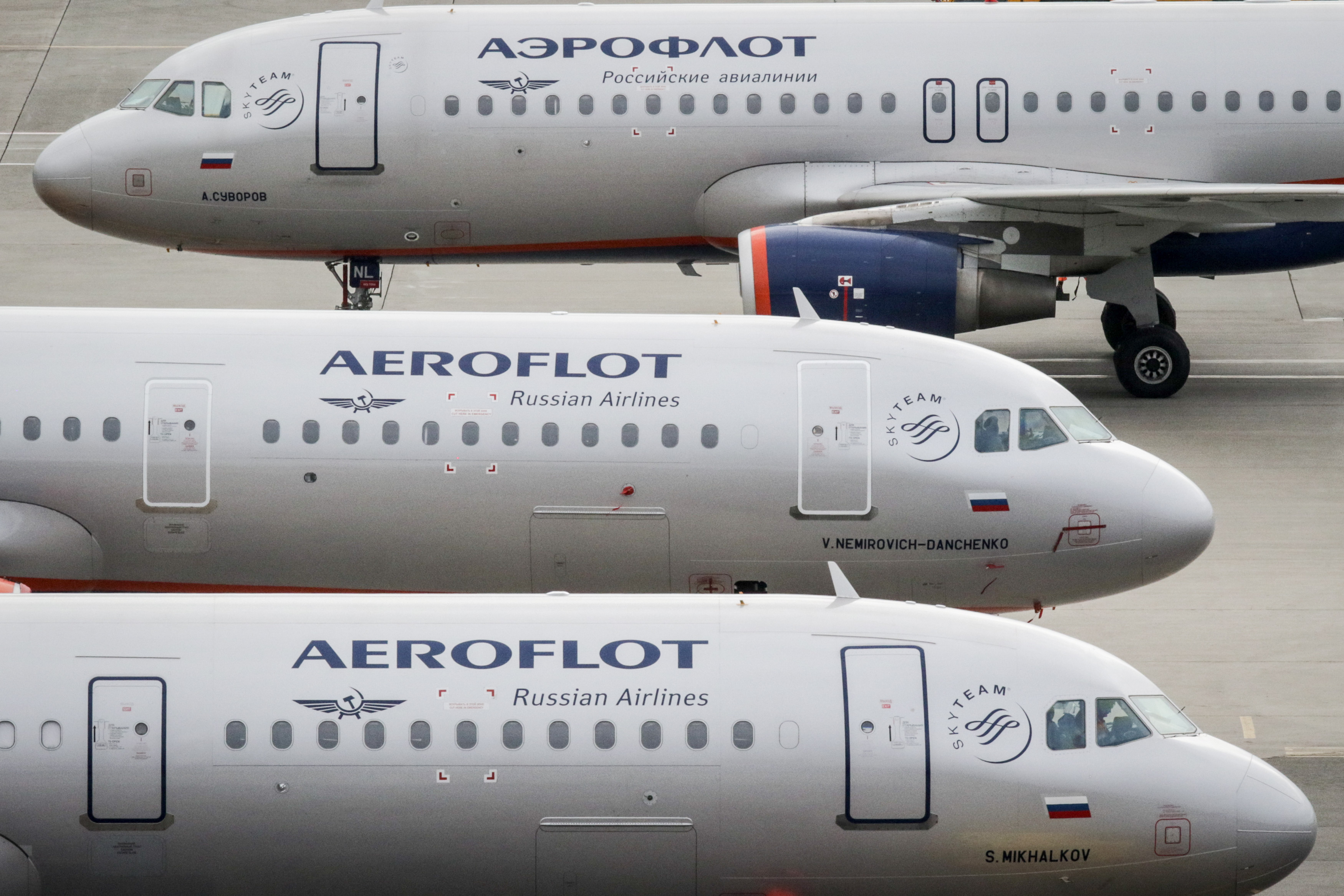 MOSCOW, RUSSIA - 2021/09/16: Aeroflot Russian Airlines Airbus A320 civil jet aircrafts at Moscow-Sheremetyevo International Airport in Moscow, Russia, on September 19, 2021.