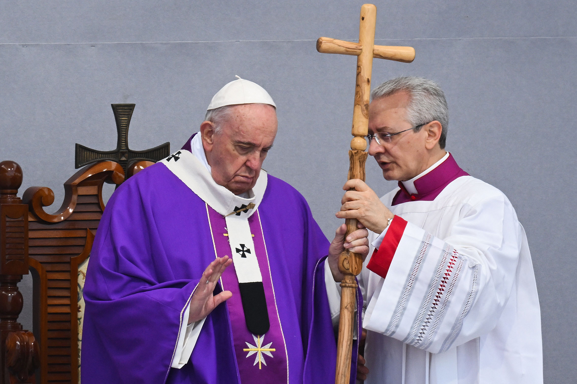 Pope Francis celebrates mass on April 3 in Floriana, Valletta, Malta. 