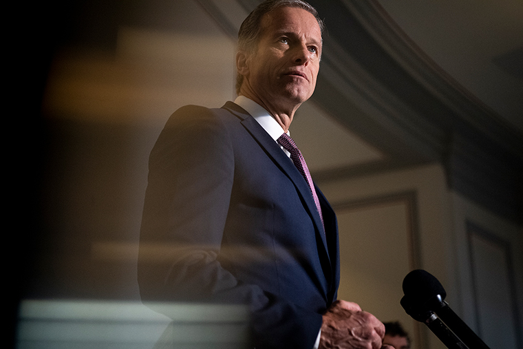 Sen. John Thune speaks during a news conference in the U.S. Capitol on Tuesday, February 23. 